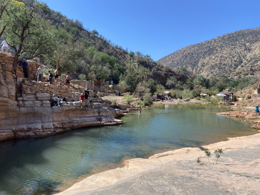 Exploring the stunning Paradise Valley near Taghazout during a surf camp trip.