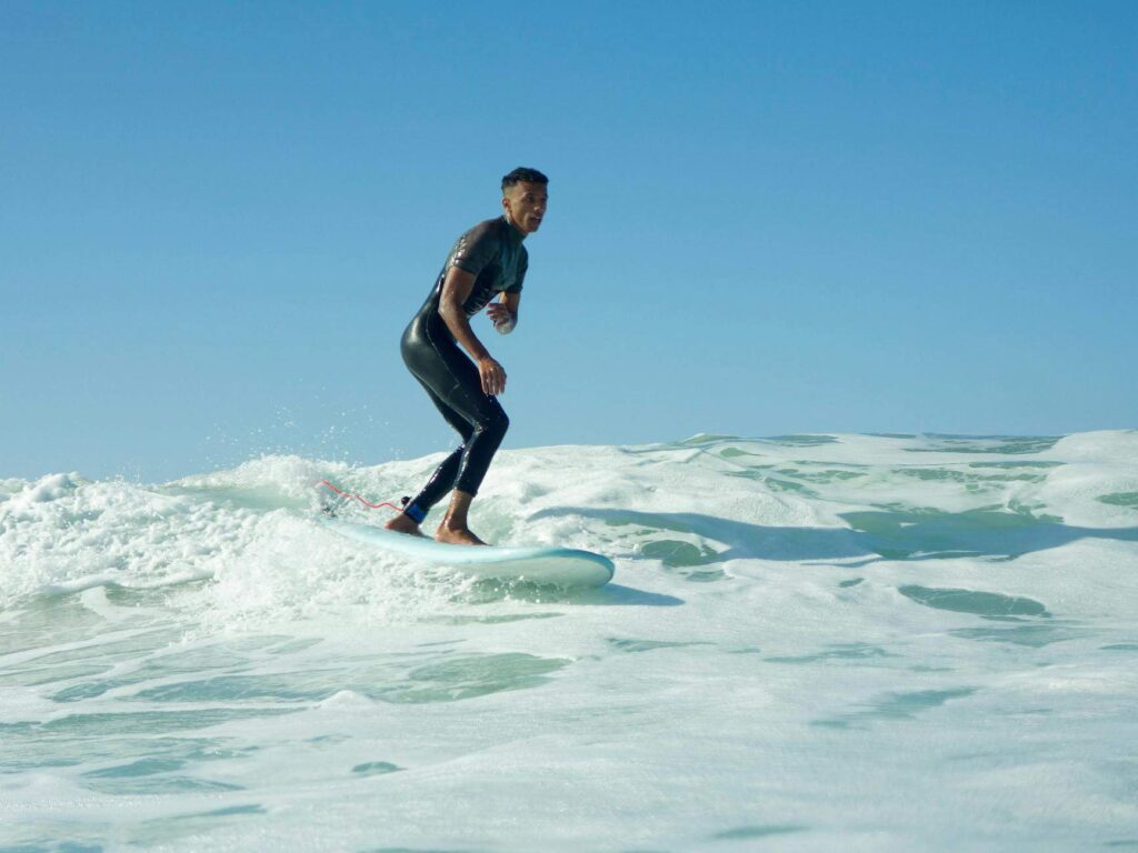 Beginner surf lesson at Crocodiles Beach, Taghazout.