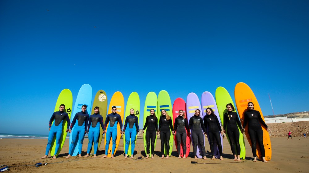 family in a surf holiday in morocco
