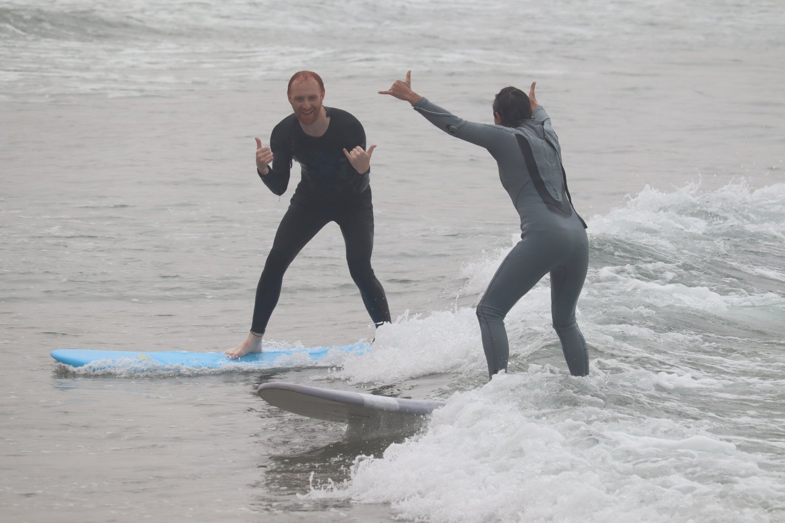 Student surfing first wave Taghazout