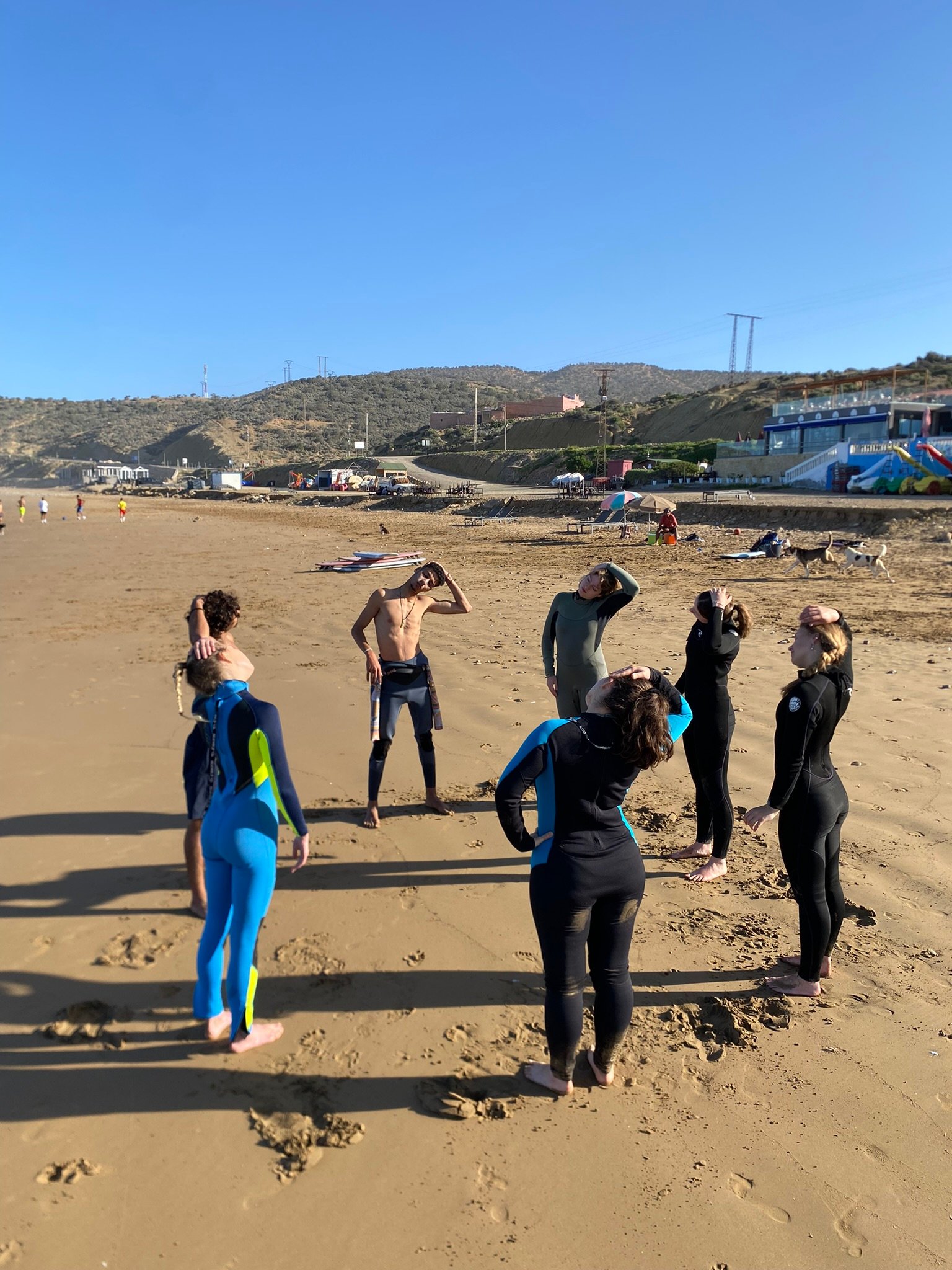 Group of surfers Taghazout beach