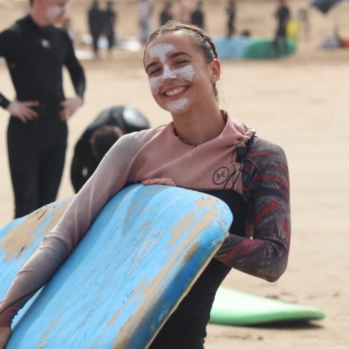 Beginner surf lesson at Taghazout surf camp